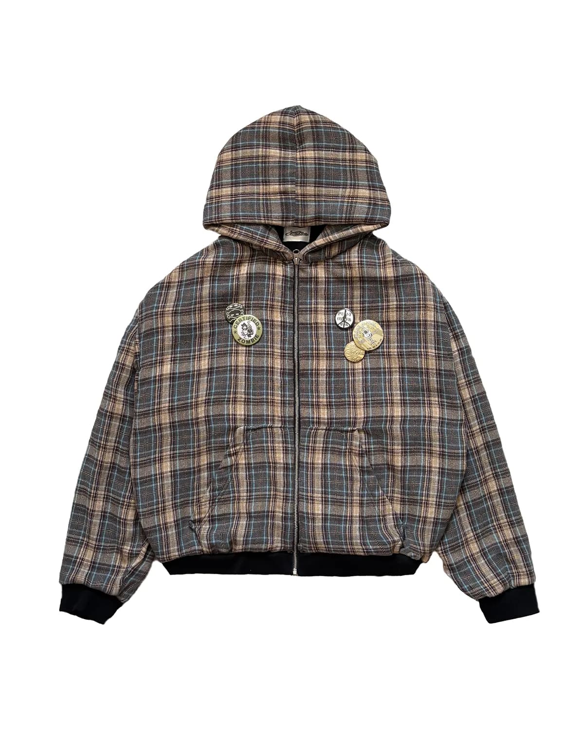 BEIGE FLANNEL ZIP-HOODIE